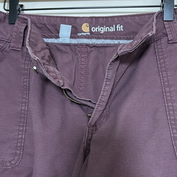 Carhartt El Paso Shorts Women’s Cotton Relaxed Fit Roll Tab Burgundy Size 16 - Picture 11 of 14